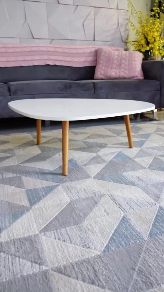 Mesa de Centro Moderna Para Sala Pés de Madeira Tampo Orgânico