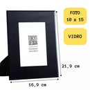 Porta Retrato Vidro 10x15 e 15x20 De Mesa Luxuoso Espelhado Preto
