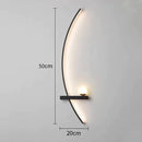 Arandela Luminária Parede Minimalista Onda Luxo Led Para Painel de TV e Cabeceira Preto 110v/220v