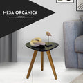 Mesinha Lateral Redonda Sala Pe Palito Retro Decorativa Tampo Orgânico