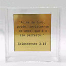 Quadro Decorativo em Caixa de Acrílico - Frase Personalizada - 12x12x3,5 Cm