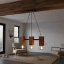 Luminária Lustre Pendente Rustica Madeira Maciça 3bocal 55cm
