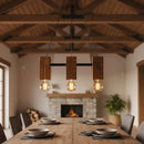 Luminária Lustre Pendente Rustica Madeira Maciça 3bocal 55cm