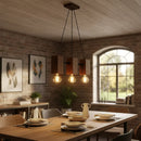Luminária Lustre Pendente Rustica Madeira Maciça 3bocal 55cm