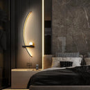 Arandela Luminária Parede Minimalista Onda Luxo Led Para Painel de TV e Cabeceira Preto 110v/220v